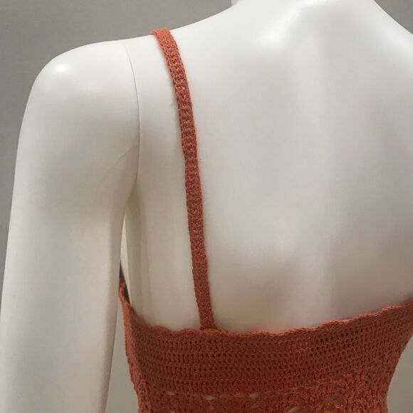 Crocheted Knitted Top, Orange, Ann Tjan for Kenar, Size L (Medium fit) - Picture 6 of 6